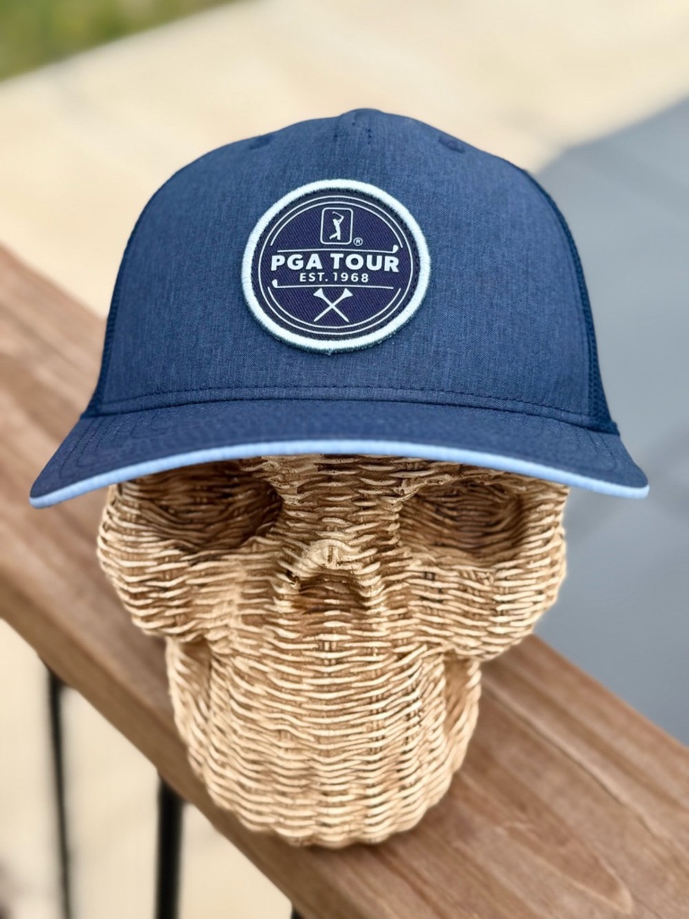 PGA Tour Navy Patched Trucker SnapBack w/Bonus Golf Spike Shoe Tool